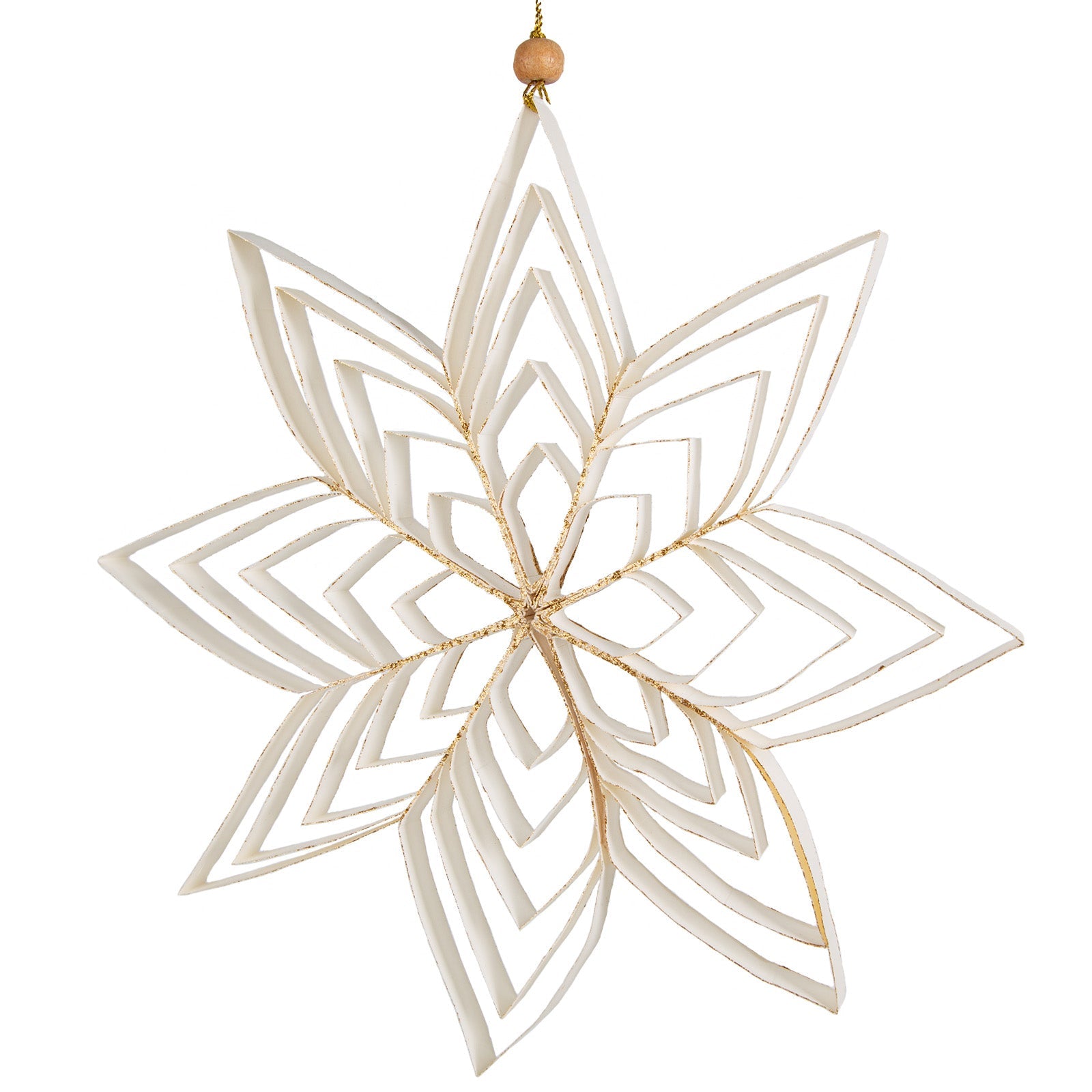 Großer Papierstern Weiß Gold 30 cm Fensterdekoration Weihnachten – Logbuch-Verlag