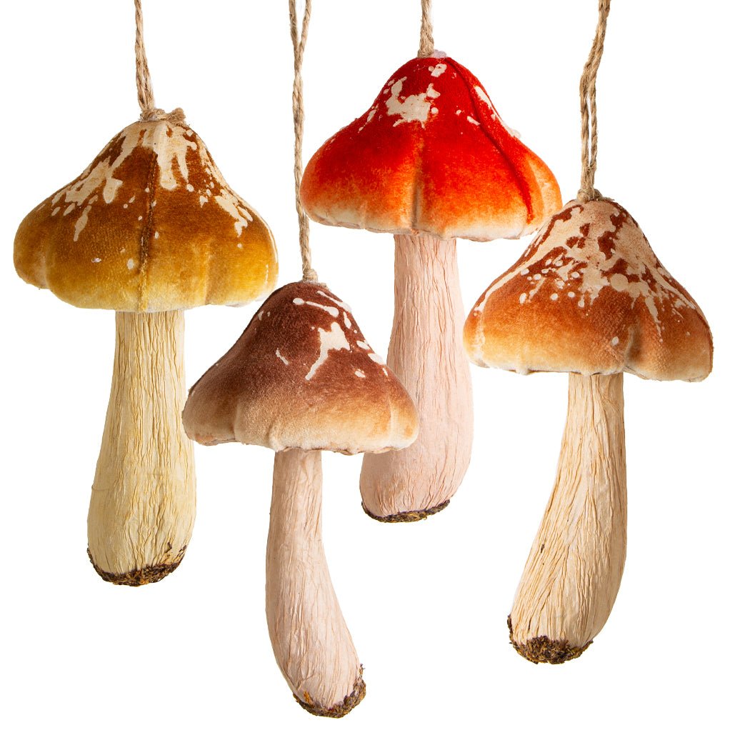 Herbst Deko 4 Pilze Anhänger 14 cm künstliche Waldpilze – Logbuch-Verlag