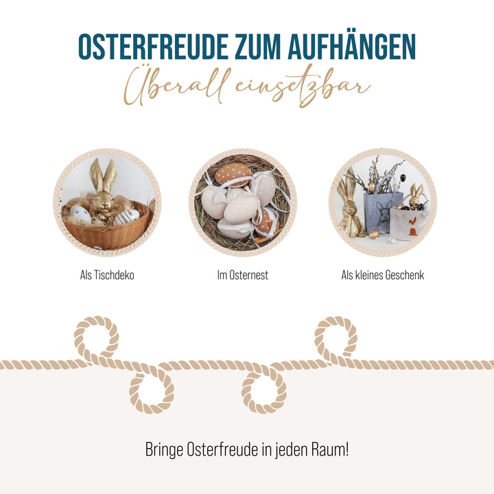 Osterhase Deko-Figuren, 2er Set: Goldene Osterhasen-Figuren, Moderne Osterdeko aus Polyresin, Edle Deko-Hasen für Tisch, Kommode & Eingangsbereich, Indoor, Ideal als Geschenk, 17 cm