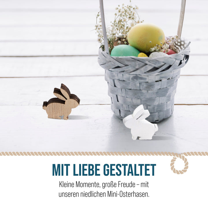Osterhasen-Streudeko, 24er Set: Moderne Osterdeko, Mini-Hasen in Weiß & Braun, Osterschmuck für Tischdeko, Geschenke und Osterfest, Hochwertige Deko-Figuren aus Holz, Indoor, 2,5 cm - Foto 5