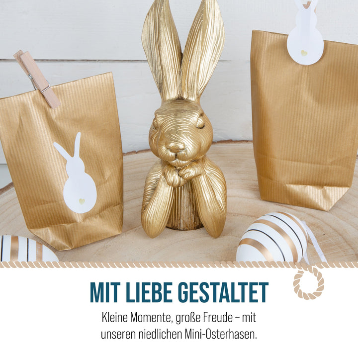 Osterhase Deko-Figuren, 2er Set: Goldene Osterhasen-Figuren, Moderne Osterdeko aus Polyresin, Edle Deko-Hasen für Tisch, Kommode & Eingangsbereich, Indoor, Ideal als Geschenk, 17 cm - Foto 5