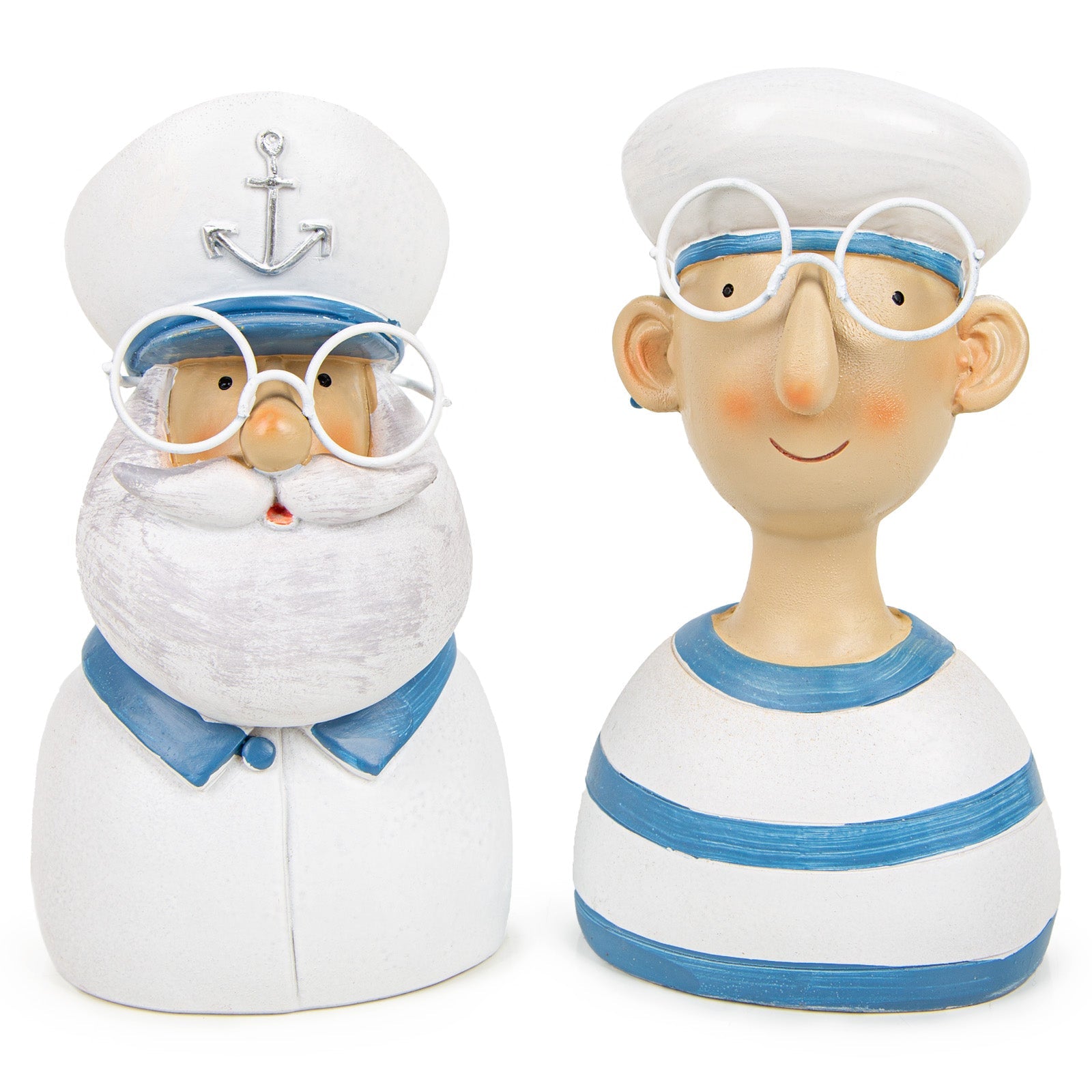 Maritime Figuren Set Kapitän und Matrose 12 cm blau-weiß – Logbuch-Verlag