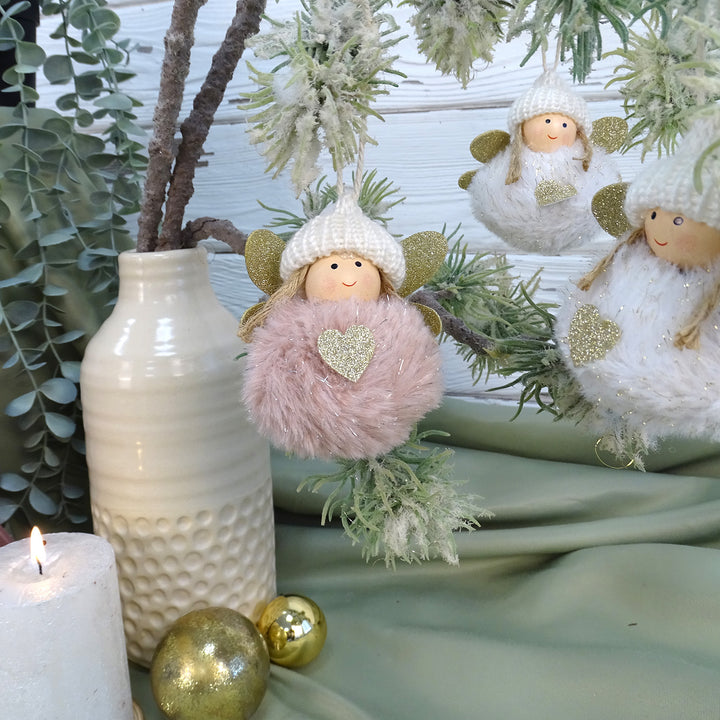 4 Stoffengel Anhänger Schutzengel rosa weiß 10 cm - Foto 2