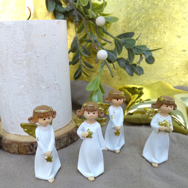 4 kleine Engel weiß gold Engel Figuren Schutzengel 5 cm - Foto 2
