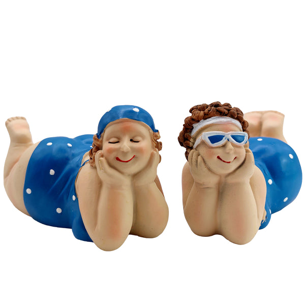 2 Frauen Figuren mollige Badenixen Rubensfrauen Sommer Strand Deko Badezimmer 15 x 6 cm - Foto 1