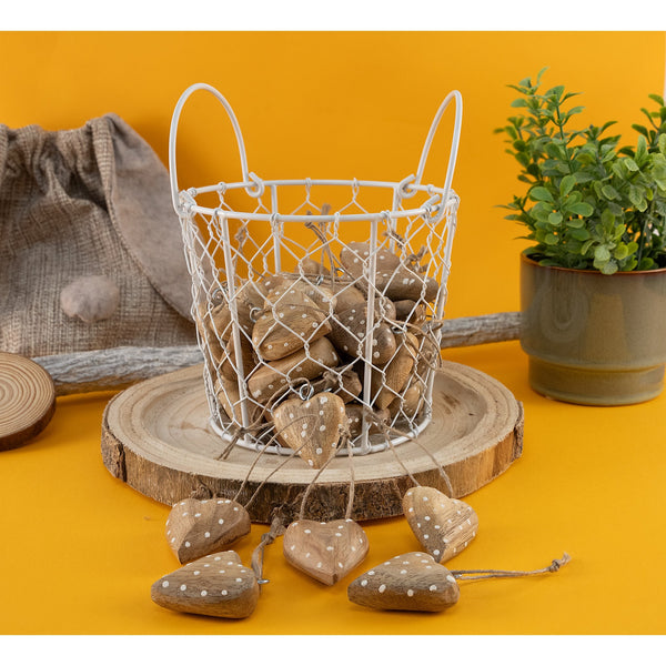 10 kleine Holzherzen Ostern Frühling Deko Herzen zum Aufhängen braun weiß Give-Away Hochzeit Muttertag 4 cm - Foto 1