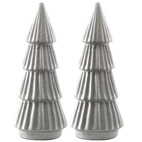 Dekofiguren 2er Set Weihnachtsbaum 13 cm aus Polyresin in Weiß-Grau – Moderne Weihnachtsdeko im Hygge-Stil - Foto 1