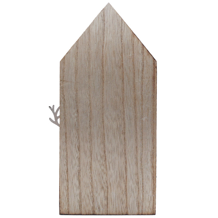 Logbuch-Verlag Holz-Metall-Haus, Winterwald 22 cm, Dekohaus aus Holz mit REH & Bäumen in Antik-Weiß, Winterliche Weihnachtsdeko zum Hinstellen - Foto 2