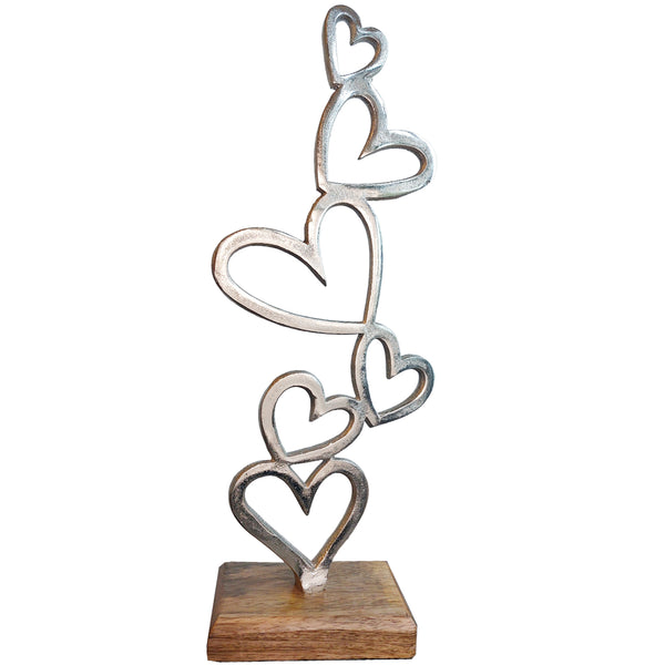 Logbuch-Verlag Dekofigur Herzturm aus Aluminium auf Holzsockel 42 cm  Herz-Skulptur Natur-Silber für Wohnzimmer, Hochzeit - Foto 1