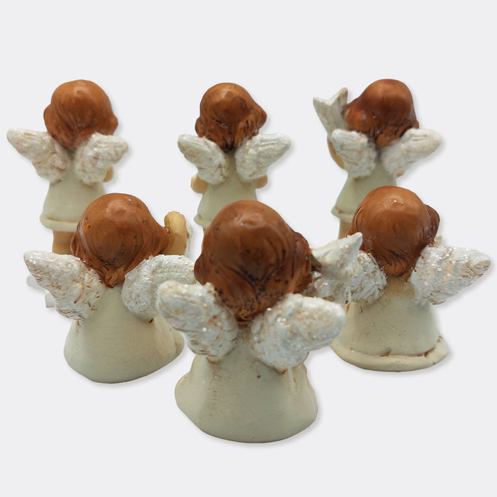 Logbuch-Verlag 6er Set Engel Figuren, Lena, Creme-weiß, Weihnachtsdeko aus Polyresin Sortiert, 5, 8 cm, Stehende & sitzende Engel als Tischdeko - Foto 3