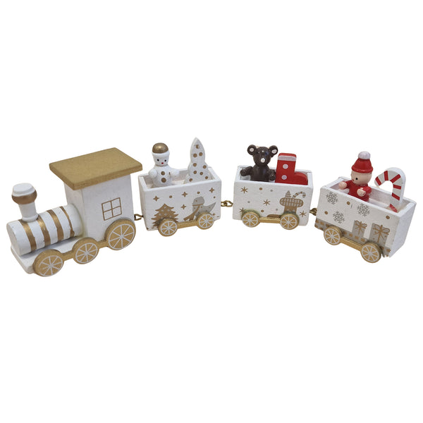 Logbuch-Verlag Holz Zug 4-teilig Weiß 21 cm lang  Weihnachtsdeko mit Figuren und goldenen Details - Foto 1