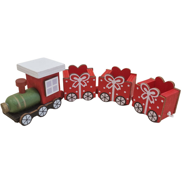 Logbuch-Verlag Holz Zug 4-teilig Rot 19 cm lang  Weihnachtsdeko mit Geschenk-Waggons