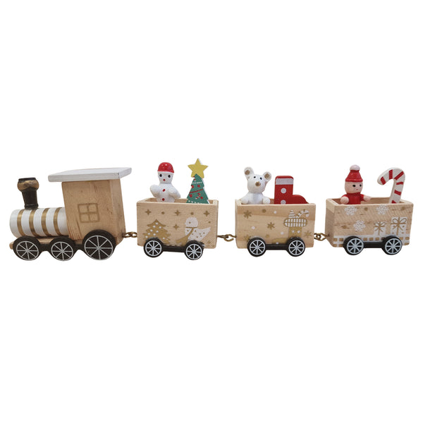Logbuch-Verlag Holz Zug 4-teilig Natur 21 cm lang, Weihnachtsdeko mit Figuren