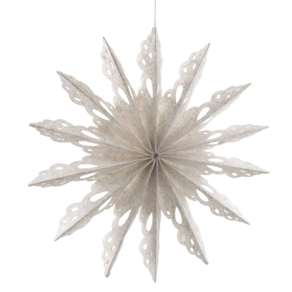 Weihnachtshänger Schneeflocke 40 cm, große Filz-Schneeflocke in Beige zum Aufhängen, Winter- & Weihnachtsdeko für Fenster & Wand, Logbuch-Verlag