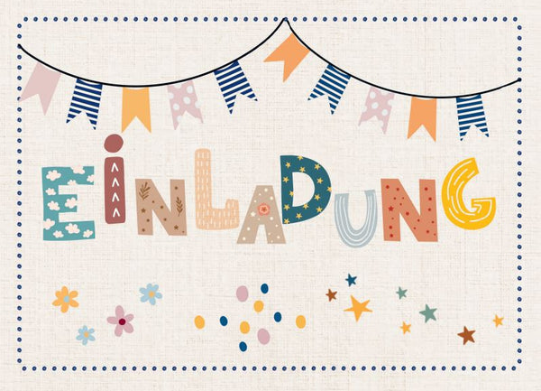 10 Einladungskarten Querformat neutral DIN A6 – Einladung Tischdeko Babyparty Kindergeburtstag Einschulung