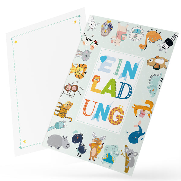 10 Einladungskarten Querformat neutral DIN A6 – Einladung Tischdeko Babyparty Kindergeburtstag Einschulung