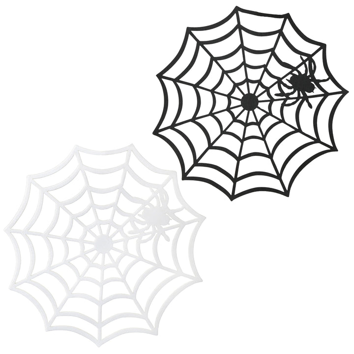 Tischdeko Spinnennetz 2er-Set Filz 38x38 cm Schwarz/Weiß Halloween Tischset modern - Foto 1