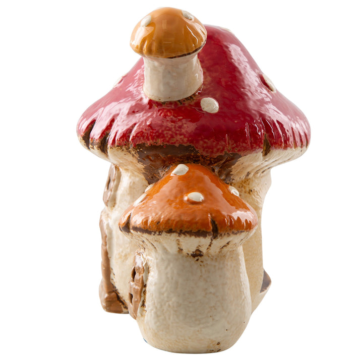 Teelichthaus Pilz Steingut 17x15x12 cm Bunte Herbstdeko Kerzenhalter Märchenhaus für Tisch & Fensterbank - Foto 2