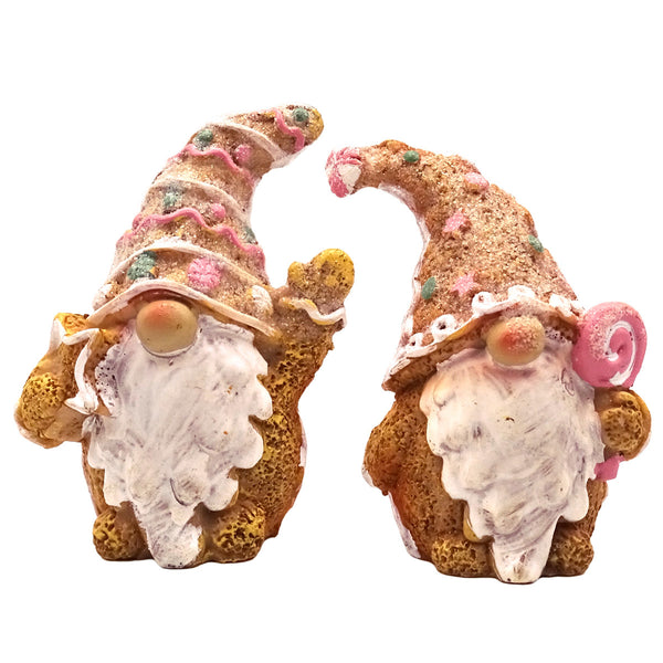 Set 2 Wichtel Candy braun-Pastell 7 cm – Weihnachtsdeko Figuren aus Poly – Zuckerstangen-Wichtel in süßer Optik - Foto 1