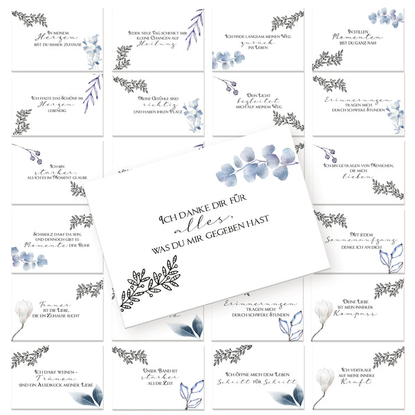 Affirmationskarten Trauer 24er Set – Trauersprüche & Zuspruch in schweren Zeiten, 8,5 x 5,5 cm – Trostkarten Geschenk Trauernde - Foto 1