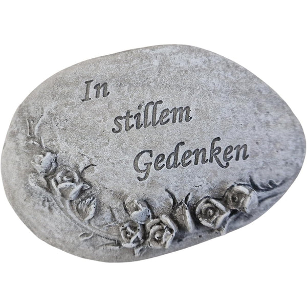 Grabdeko Gedenkstein "In stillem Gedenken" grau 11,5x8x3,5 cm aus Polyresin - Foto 1