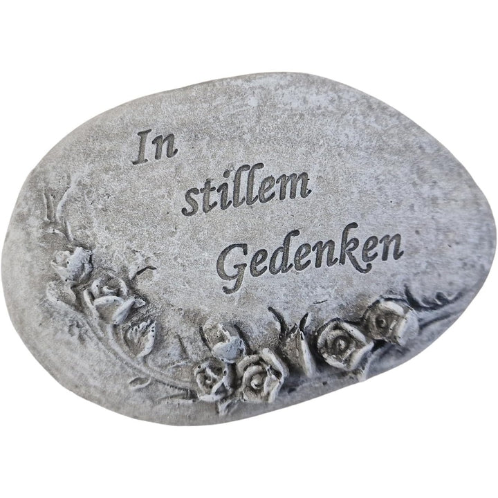 Grabdeko Gedenkstein "In stillem Gedenken" grau 11,5x8x3,5 cm aus Polyresin - Foto 1