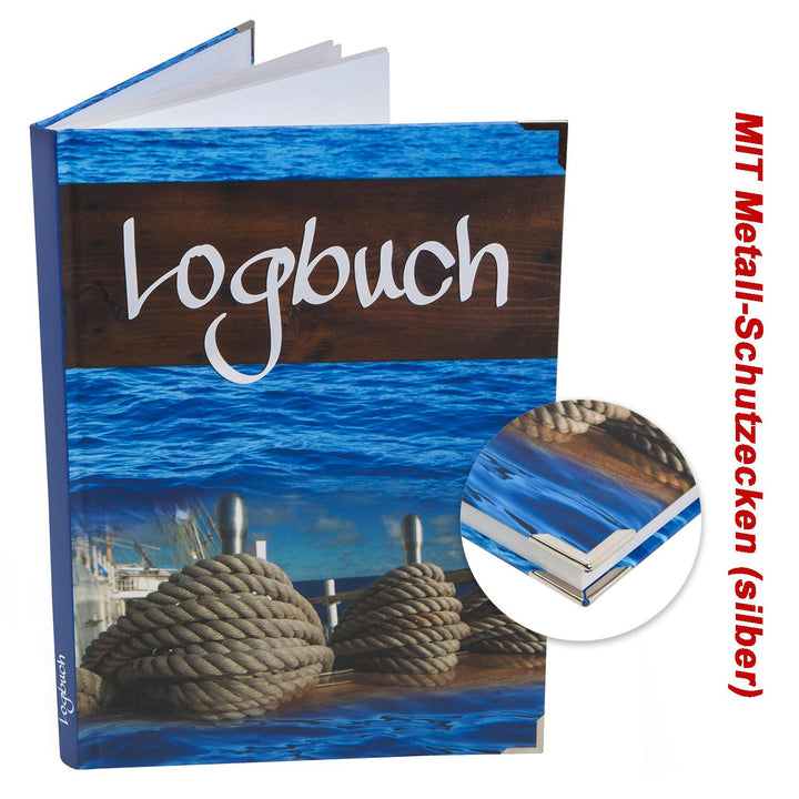Logbuch Sailing DIN A4 blau braun Hardcover - Yachtlogbuch Schiffstagebuch zum Eintragen - Foto 2