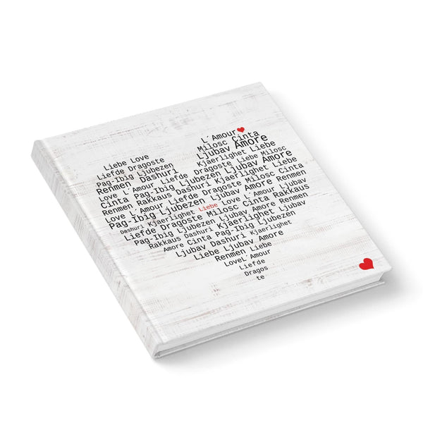 Quadratisches Gästebuch 21 x 21 cm – Hardcover, 164 Seiten – Hochzeit, Event, Ferienwohnung – Design Liebe in Schwarz-Weiß-Rot