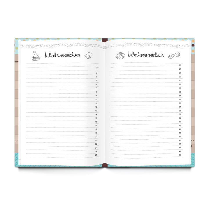 Leeres blau türkis grün XXL Babytagebuch Junge Baby Tagebuch + 35 Aufkleber Erstes Jahr SCHÖN DASS DU DA BIST Buch Babybuch Geschenk Eltern Geburt Kindertagebuch DIN A4 - Foto 2