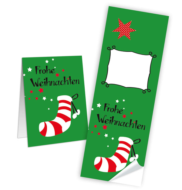 Logbuch-Verlag 50 Aufkleber 5 x 14,8 cm VIEL GLÜCK weiß mit grünen Kleeblättern + Hufeisen - Glücksaufkleber Geschenkaufkleber Banderolen Verpackung
