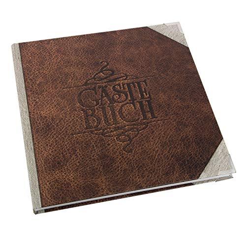 Vintage Gästebuch braun beige rustikal 21 x 21 cm - Buch für Gäste zum Eintragen mit Metallecken