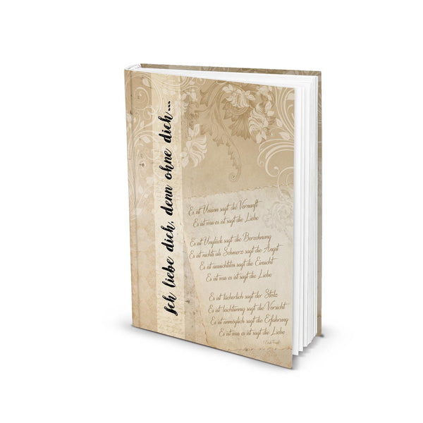 Kleines DIN A5 Buch "Ich liebe dich, denn ohne dich..." Liebesbuch - Foto 1