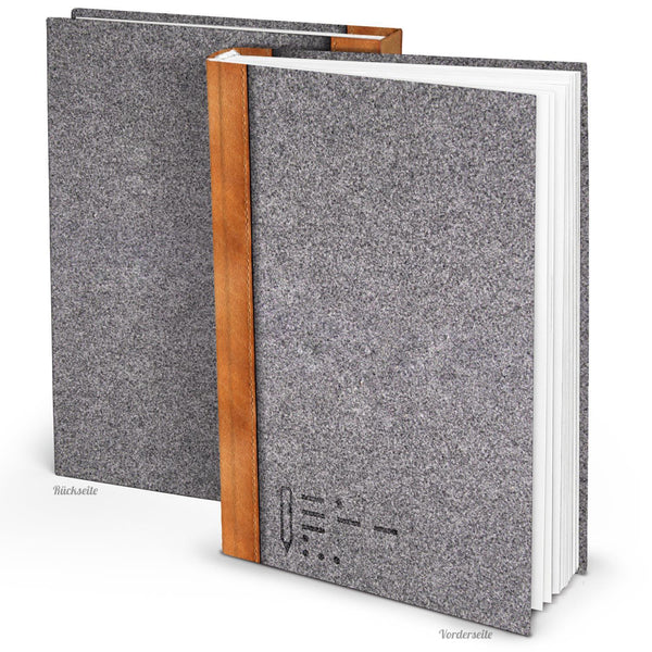 Notizbuch bedruckt in Filz-Optik DIN A4 Hardcover mit leeren Seiten