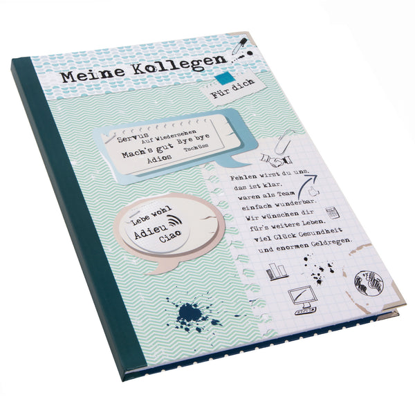 Abschiedsbuch MEINE KOLLEGEN DIN A4 mit Metallecken - Abschiedsgeschenk Firma
