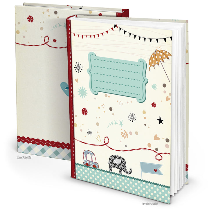 Logbuch-Verlag 35 Glückwunsch Aufkleber Vintage ALLES GUTE Liebe Herzen in beige rot grau - zum Basteln Verzieren Geburtstag Geschenke Verpackung Geschenkverpackung