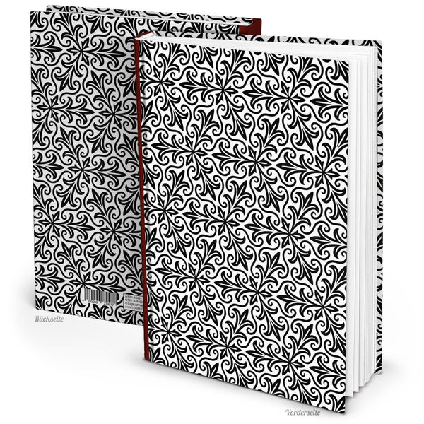 XXL Notizbuch DIN A4 Hardcover schwarz weiß mit orientalischem Muster - Buch zum Einschreiben
