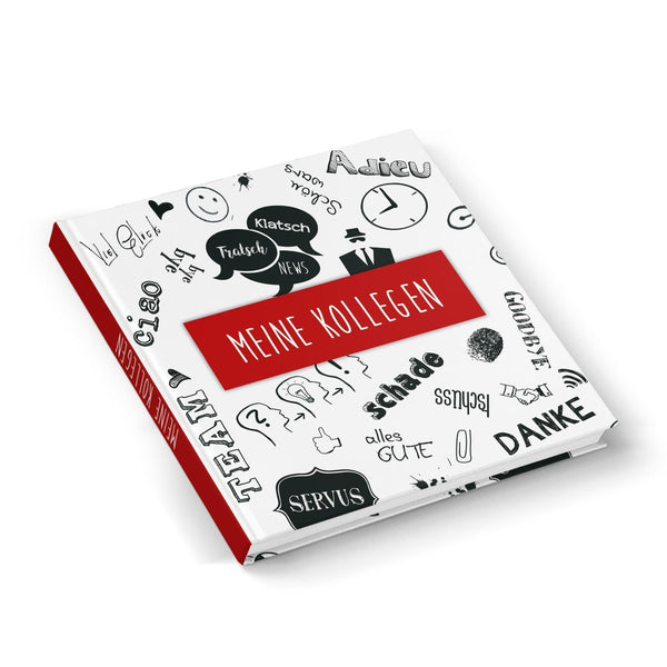 Kollegenbuch quadratisch 21 x 21 cm Hardcover rot schwarz weiß - Abschiedsgeschenk Kollegen