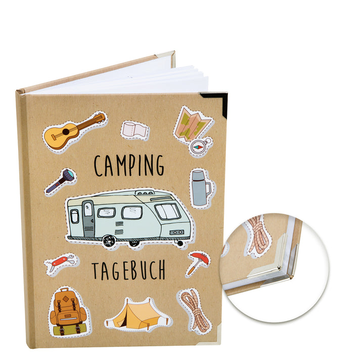 Kleines Camping Tagebuch DIN A5 - Campingbuch zum Selberschreiben mit Metallecken - Foto 1