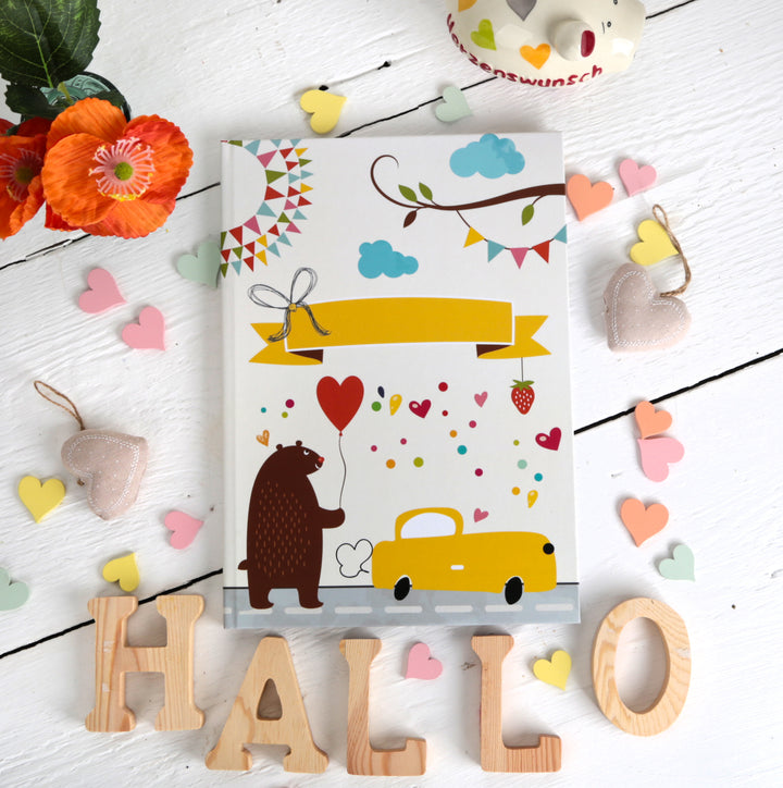 Kinderbuchtagebuch Babytagebuch DIN A4 zum Einschreiben - Motiv Teddybär Löwe