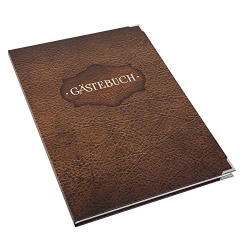 Gästebuch DIN A4 in Lederoptik bedruckt braun - Vintage Nostalgie-Look mit leeren Seiten - Foto 2