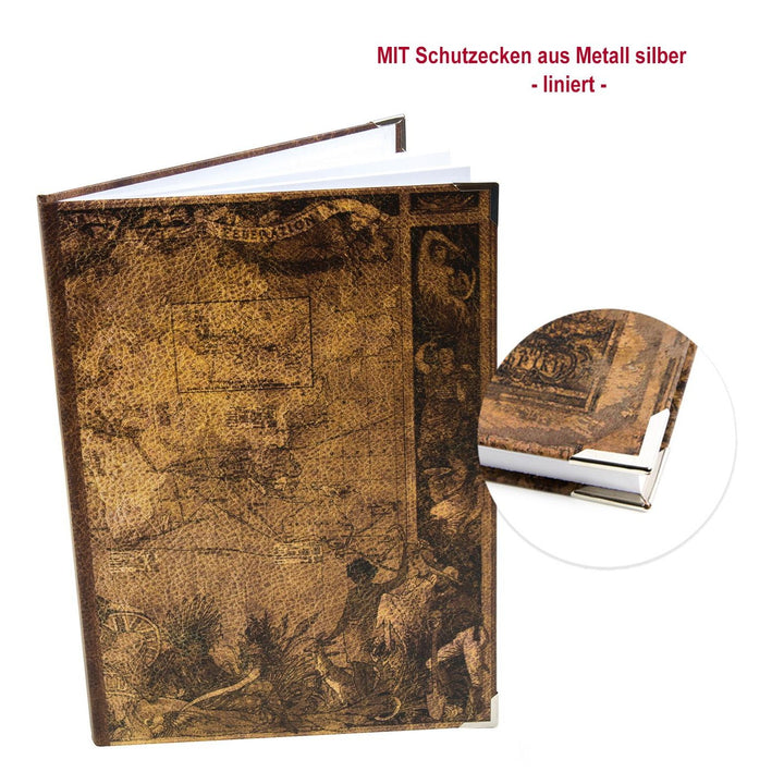 Großes Notizbuch liniert DIN A4 braun im Vintage Nostalgie Look - Hardcover - Foto 2
