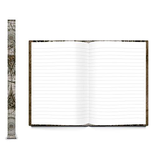 Kleines Notizbuch Tagebuch Reisebuch ALTE WELT DIN A5 Softcover mit Weltkarte-Motiv braun - Foto 2