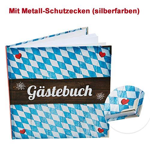 Gästebuch rosa pink mit Fischen 21 x 21 cm quadratisch - Gäste Buch für Taufe Kommunion - mit Metallecken
