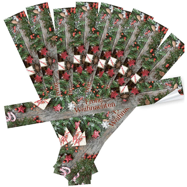 XXL Weihnachtsaufkleber FROHE WEIHNACHTEN 10 Stück braun rot grün - Foto 1