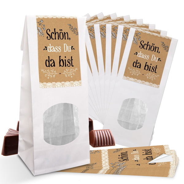 Kleine Blockbodenbeutel 7 x 4 x 20,5 cm mit Folieneinlage – Gastgeschenk & Geschenkverpackung für Feste