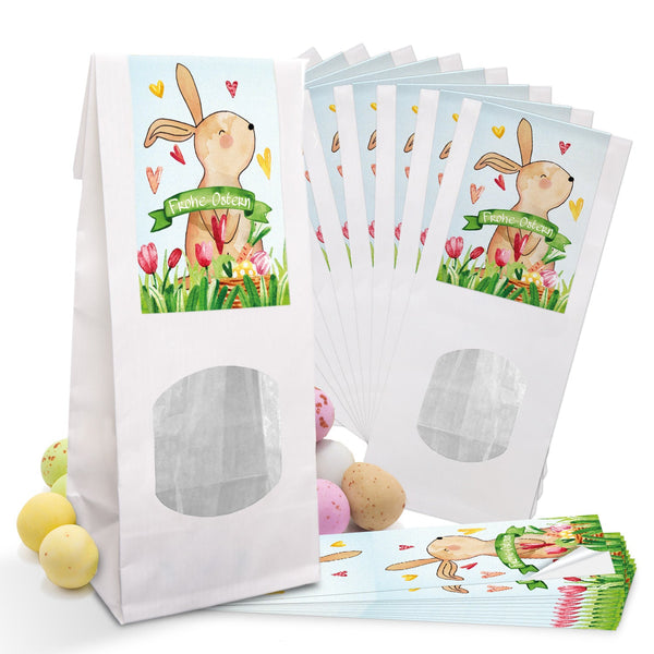 5 Stück SET kleine Ostern Geschenktüten OSTERHASE basteln natur braun 16,5 x 26 x 6,6 cm - witzige Ostertüte Verpackung Kinder Erwachsene als Osternest give-away Geschenke verpacken Hasenohren