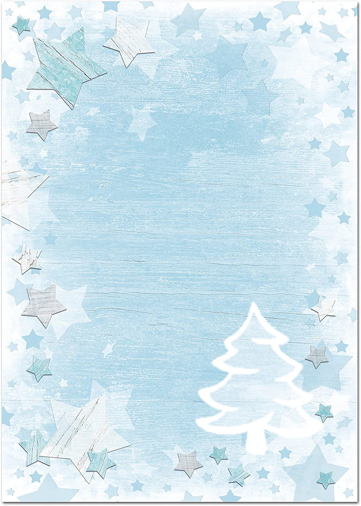 50 Blatt Weihnachtsbriefpapier weihnachtliches Briefpapier Papier ROT WEISS MÜTZE STERNE 100g Weihnachtspapier Schreibpapier Motiv-Papier DIN A4 Brief-Bogen Design-Papier