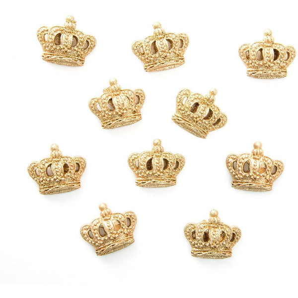 10 kleine Kronen aus Polyresin 2,5 cm gold mit Klebepunkt - Streudeko Verzierung Verpackung - Foto 1