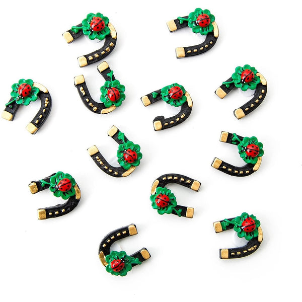 12 kleine schwarze Hufeisen mini MIT KLEBEPUNKT Streudeko Streuteile Silvester Neujahr Glücksbringer Symbol Deko Talisman Glück 3 cm - Foto 1