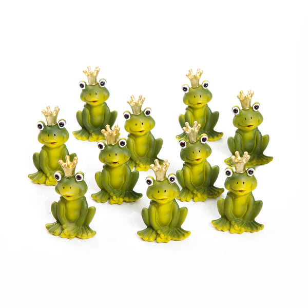 10 kleine grüne Frosch Figuren - Froschkönig mit goldener Krone - Foto 1